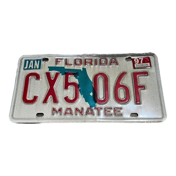 Vintage 1997 Florida manatee County License plate Original Tag CX5 06F Man Cave - Picture 1 of 3